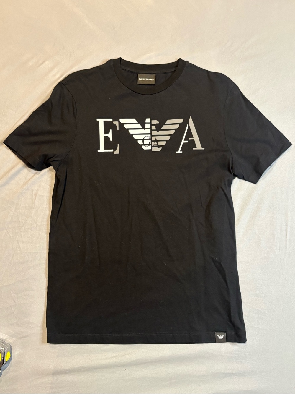Emporio Armani Black T-Shirt with Silver Logo